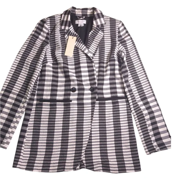 Never Fully Dressed Mono Blazer Black & White Check Jacket NWT Ret$153 - Picture 6 of 8